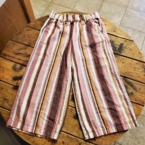 ana Striped Wide Leg Linen Pant with Pockets